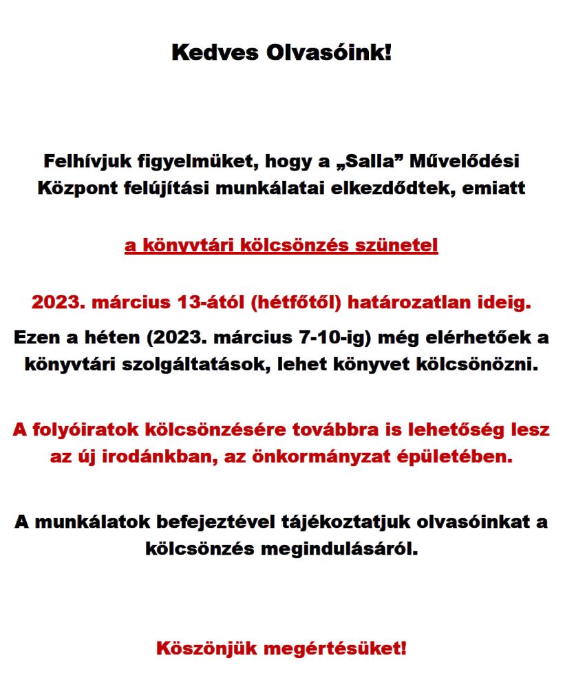 A könyvtári kölcsönzés szünetel