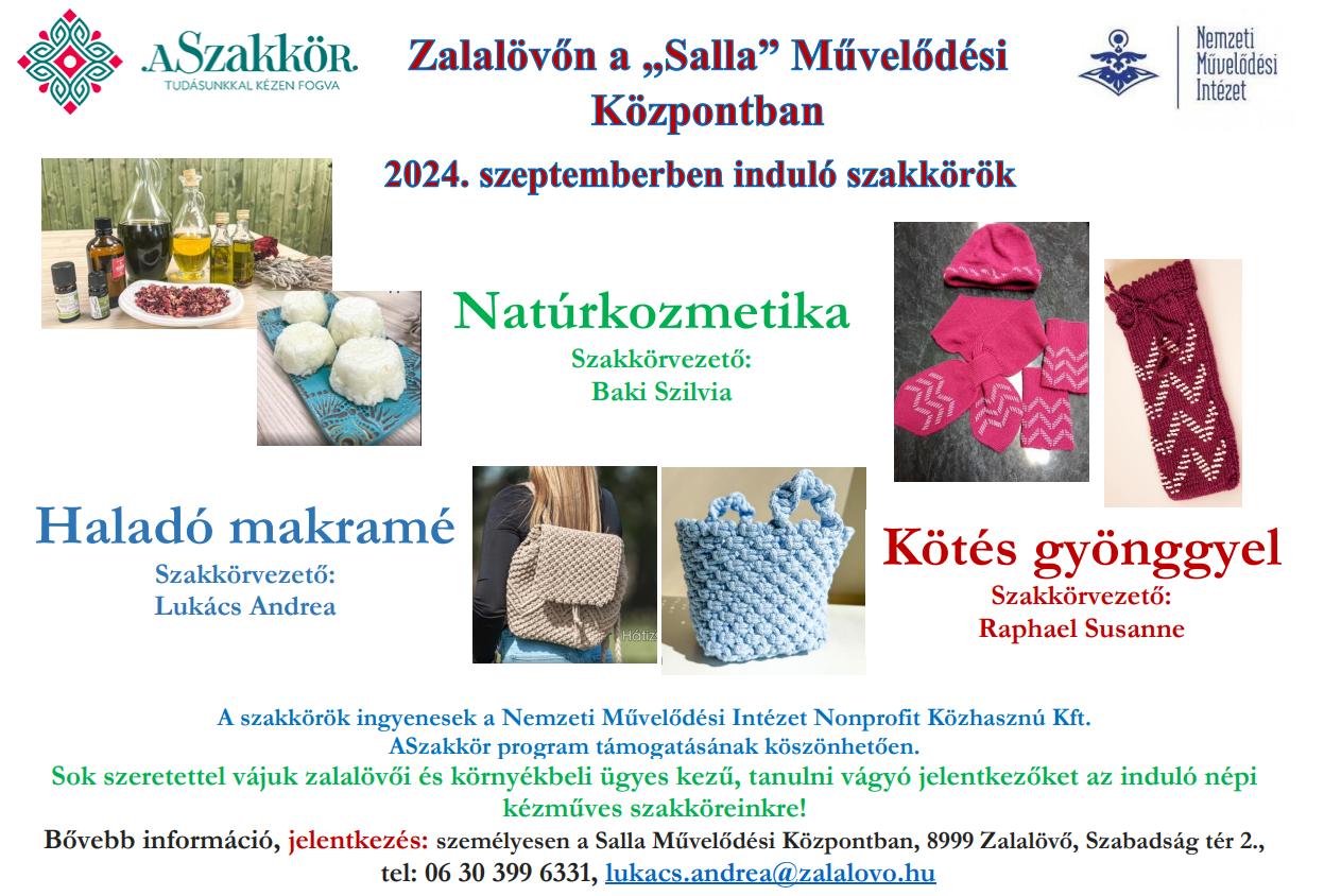 2024. szeptemberben induló szakkörök