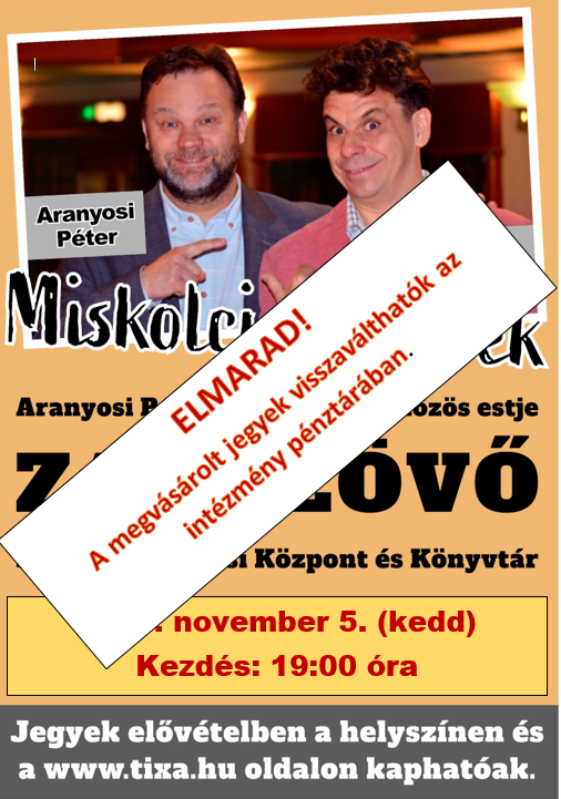 Aranyosi Péter és Vida Péter közös estje – Elmarad!